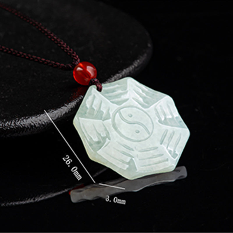 Ciondolo con collana di fortuna Bagua Yin Yang in giada naturale - image 8
