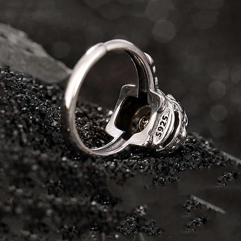 Anello regolabile con moneta di rame PiXiu in argento sterling 925 Buddha Stones