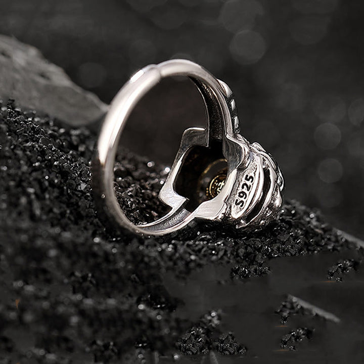 Anello regolabile con moneta di rame PiXiu in argento sterling 925 Buddha Stones