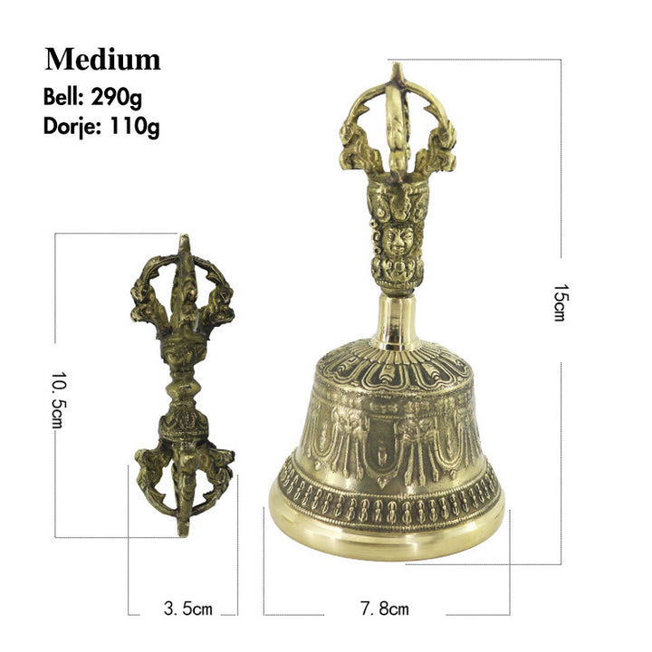 Buddha Stones Campana tibetana per meditazione e Vajra Dorje in rame con bilanciamento fatto a mano Set di decorazioni