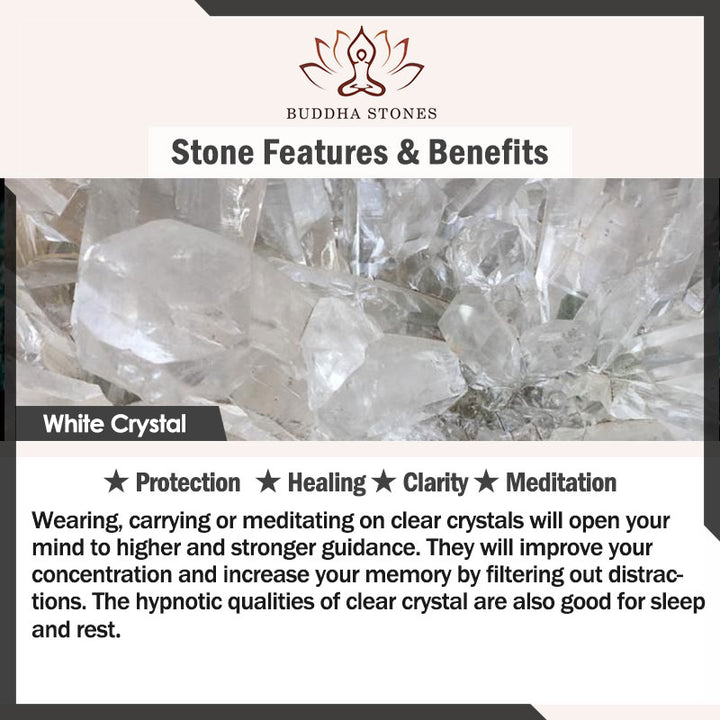 Buddha Stones 108 Perle Braccialetto Meditazione Mala in Cristallo Bianco Giada