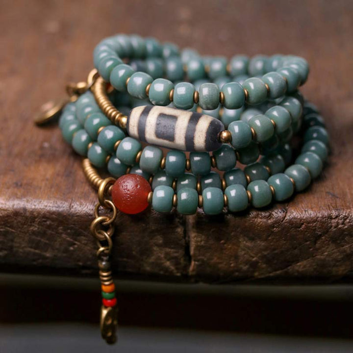 Buddha Stones 108 Mala Beads Bodhi Seed Dzi Bead Wisdom Bracciale
