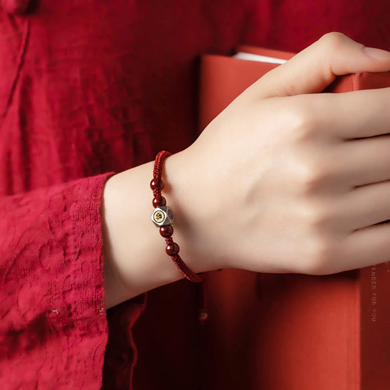 Bracciale Buddha Stones 925 Sterling Silver Zodiaco Cinese Buddha Natale Cinabro Calma - image 8