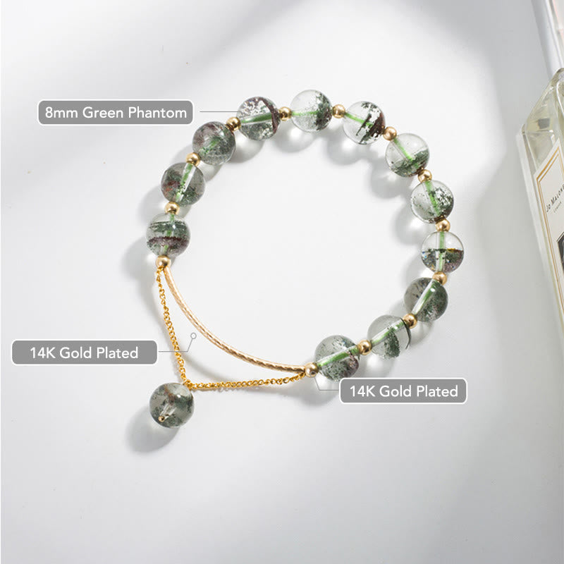 Braccialetto con ciondolo Buddha Stones Green Phantom Crystal Confidence