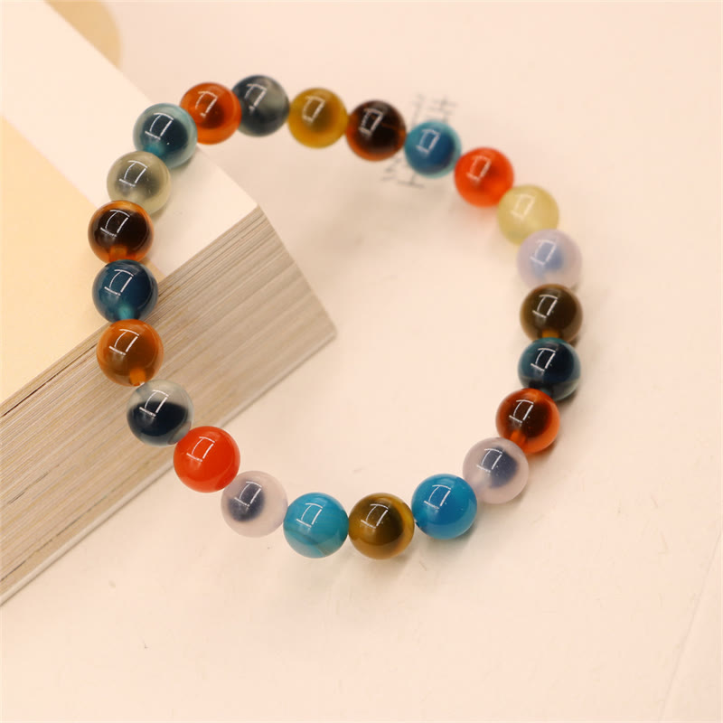Braccialetto di perline di forza curativa in agata di caramelle colorate