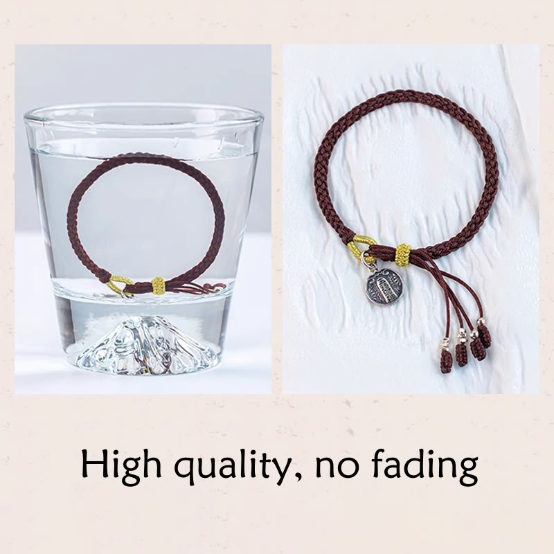 Braccialetto intrecciato in corda con cinque direzioni in argento sterling 925 fatto a mano con Buddha Stones, divinità della ricchezza, fortuna e protezione