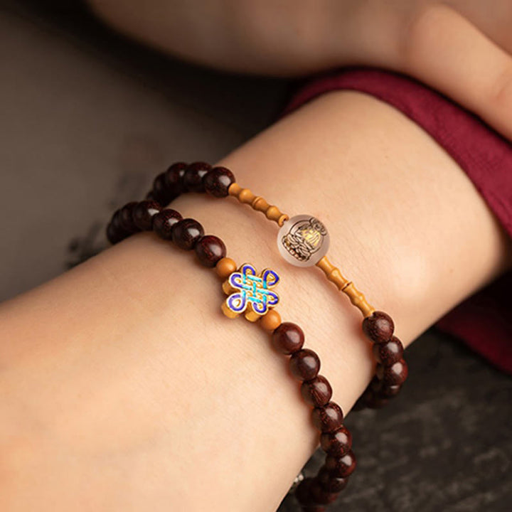 Buddha Stones Zodiaco cinese Buddha natale Agata rossa Piccola foglia Sandalo rosso Cinabro Amuleto Benedizione Bracciale a doppio giro