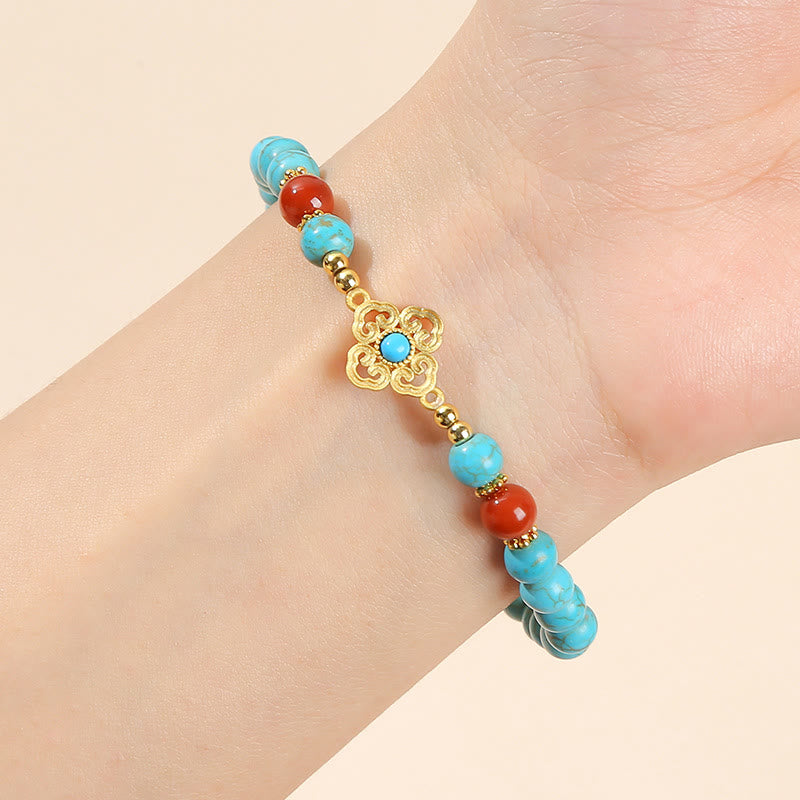 Braccialetto di protezione dell'equilibrio con perline turchesi Buddha Stones