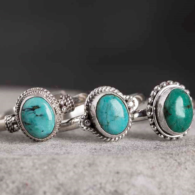 Anello Buddha Stones in argento sterling 925 con turchese e saggezza