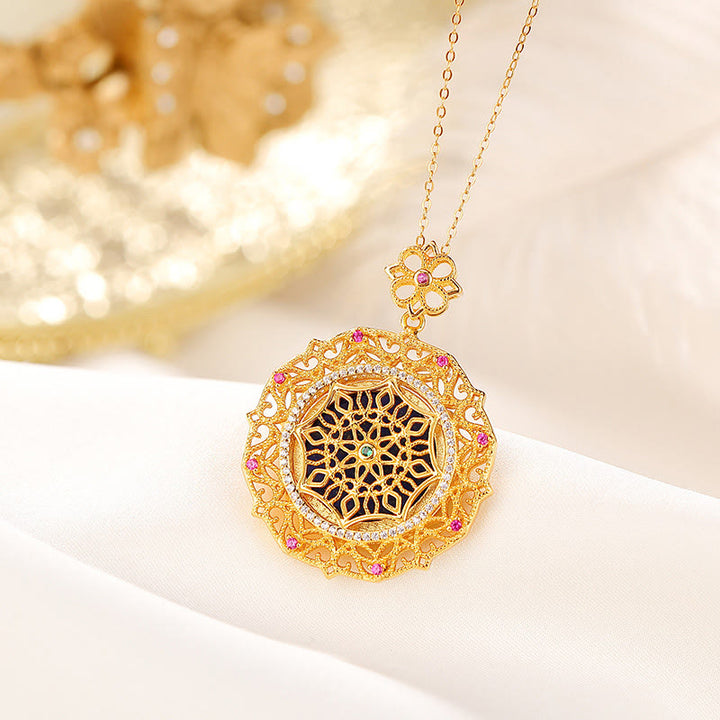 Collana pendente positivo in lazurite placcata in oro e argento sterling 925 Buddha Stones