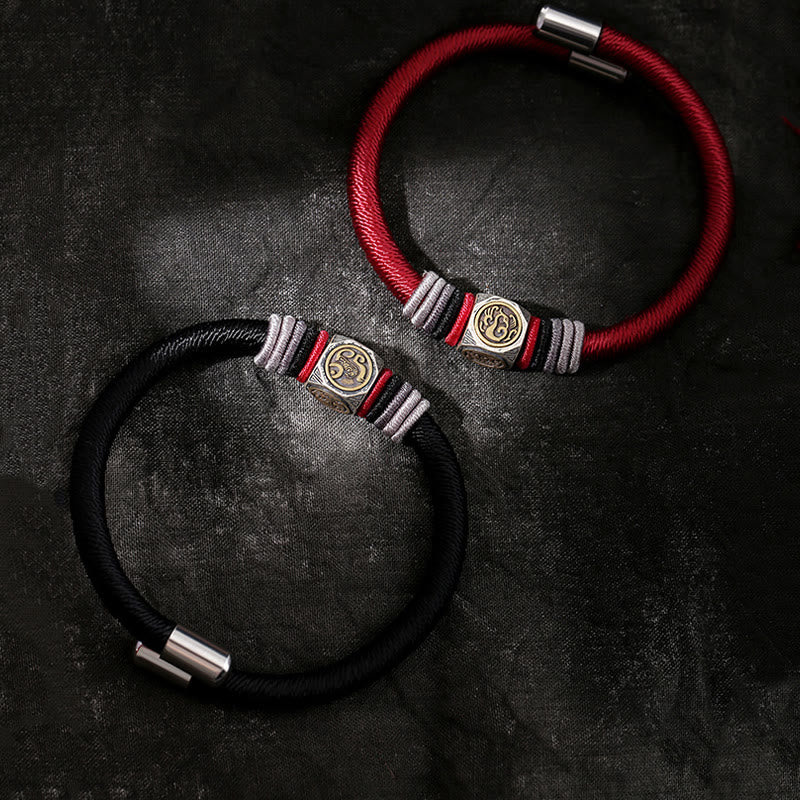 Bracciale Buddha Stones in argento sterling 925 con nodo perfetto e nodo King Kong, fede e forza