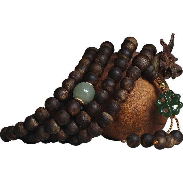 Braccialetto della pace in oro 999 con 108 perle Mala Nha Trang Bai Qinan Agarwood Jade (solo uno in magazzino)