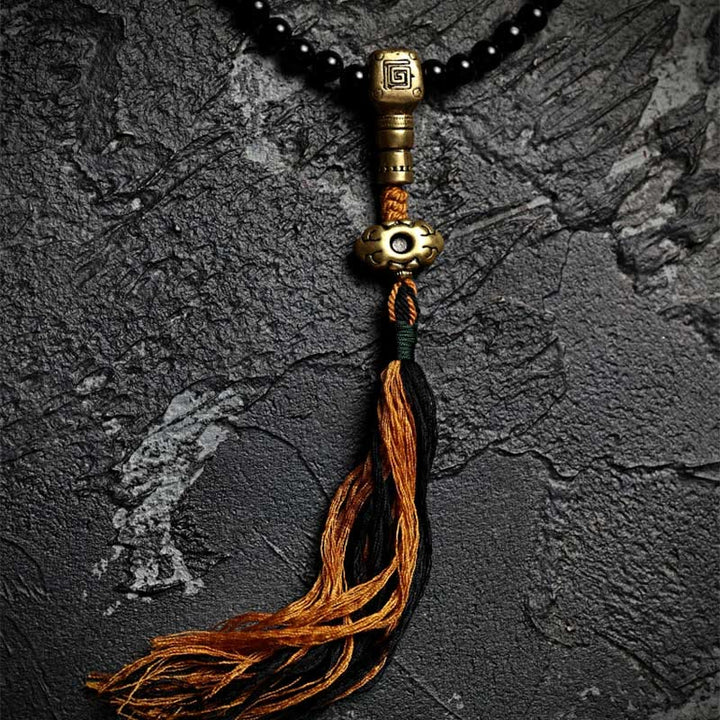 Buddha Stones Tibetano 108 Perle Mala Onice Nero Perle Occhio di Tigre Nove Palazzi Braccialetto di Protezione Bagua