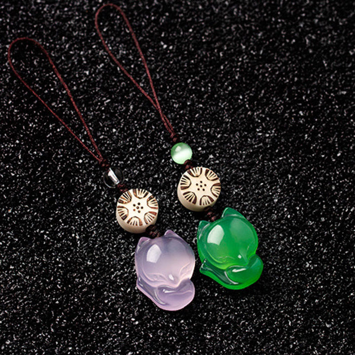 Decorazione da appendere al telefono in calcedonio naturale Fox Harmony