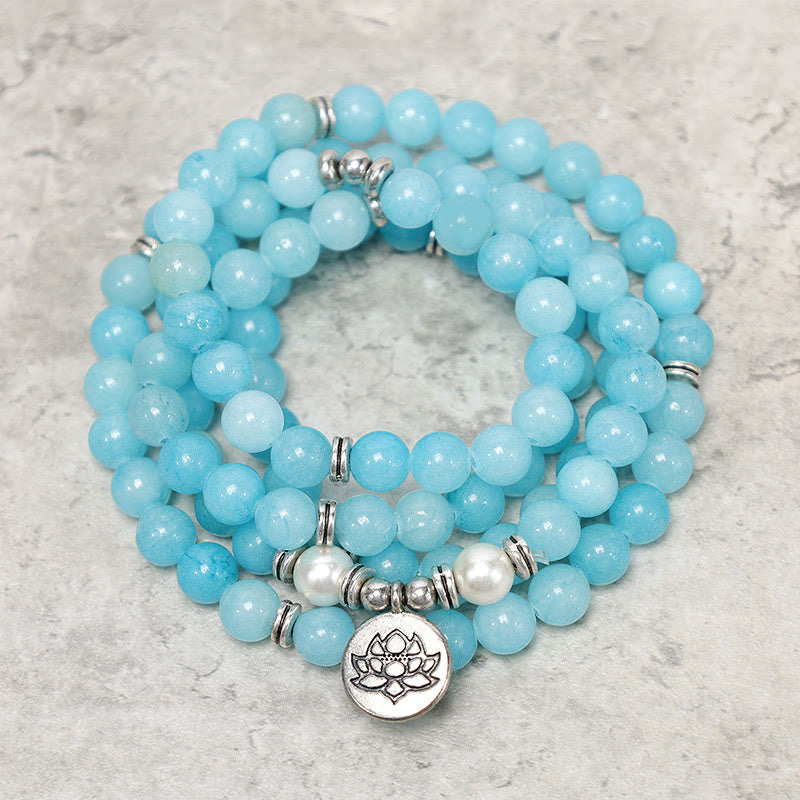Braccialetto Mala di loto con pietra di amazzonite naturale Buddha Stones - image 0