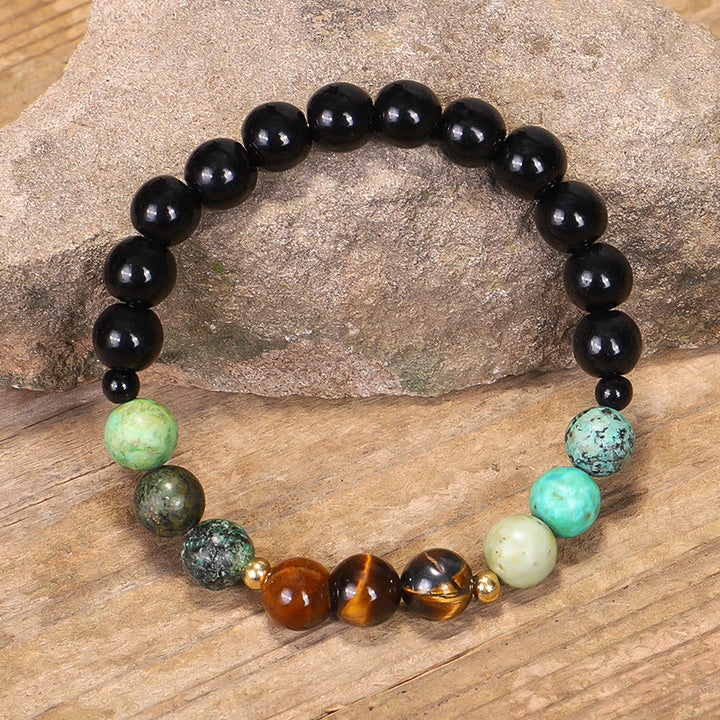 Buddha Stones 108 Mala Beads Pietra naturale Occhio di tigre Turchese Protezione Forza Bracciale Collana