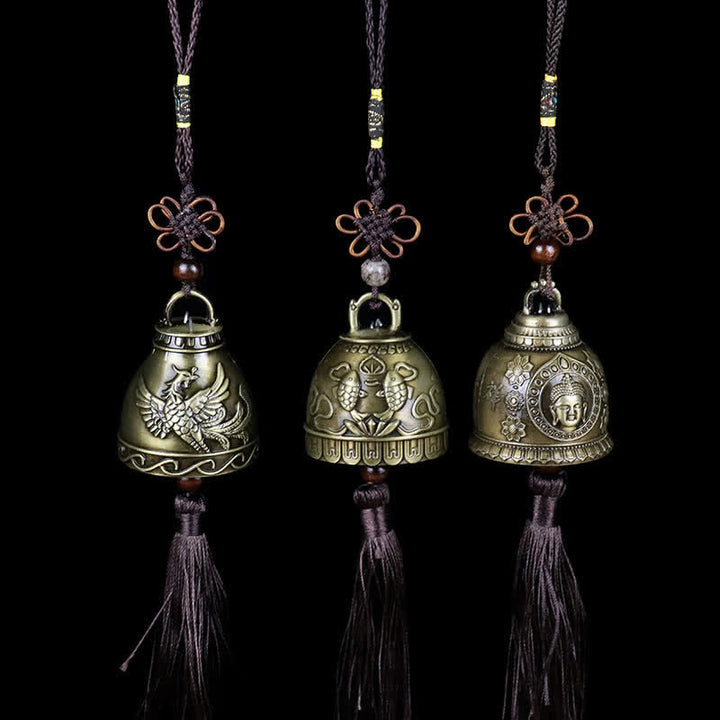Buddha Stones Feng Shui Buddha Koi Pesce Fenice Campana a vento Campana Fortuna Decorazione da appendere alla parete - image 1