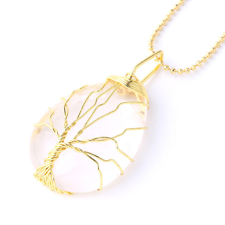 Buddha Stones Cristallo di quarzo naturale Albero della vita Collana con ciondolo energetico curativo - Albero di cristallo bianco e oro - image 32