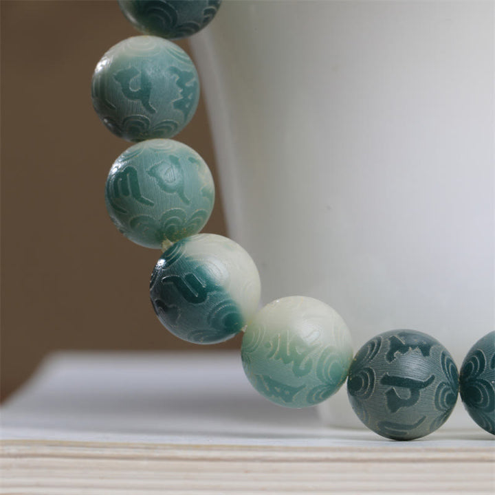 Braccialetto Buddha Stones Bodhi Seed Om Mani Padme Hum inciso per tenere lontani gli spiriti maligni