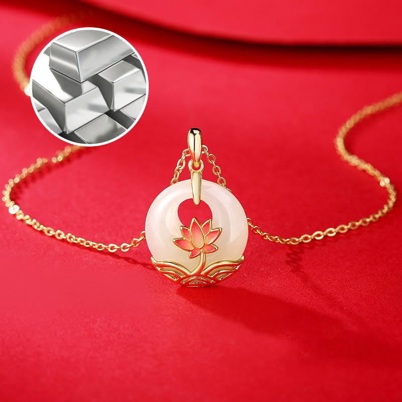 Collana con ciondolo a forma di fiore di loto in giada bianca Hetian, in argento sterling 925, Buddha Stones - image 6
