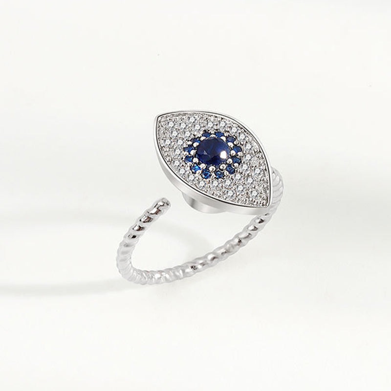 Anello girevole in argento sterling 925 con protezione contro il malocchio e benedizione