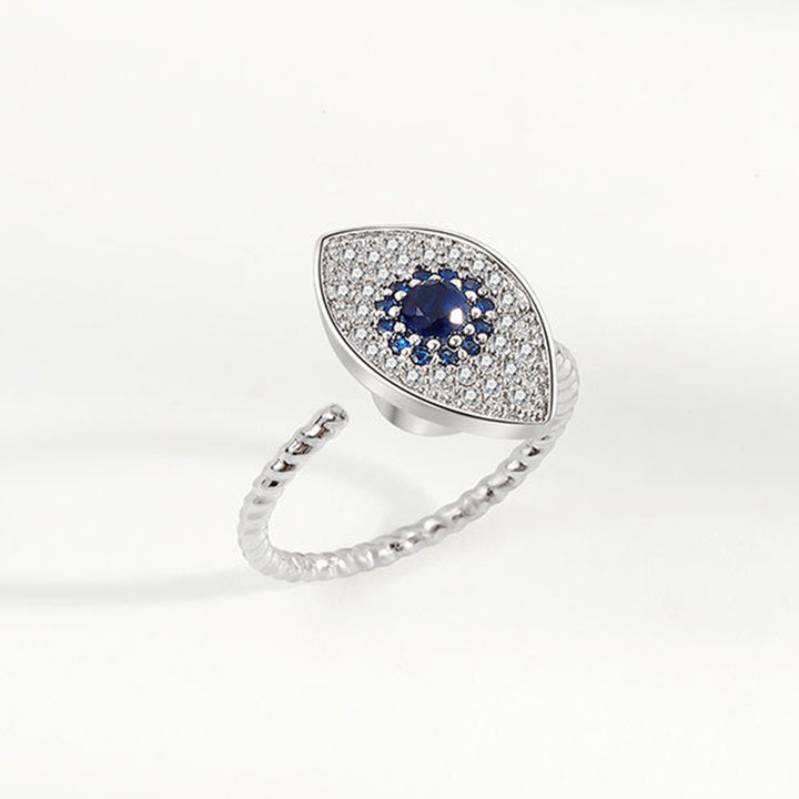 Anello girevole in argento sterling 925 con protezione contro il malocchio e benedizione