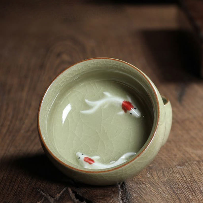 Buddha Stones Koi Fish colorato Tazza da tè in ceramica Kung Fu Tazza da tè Ciotola