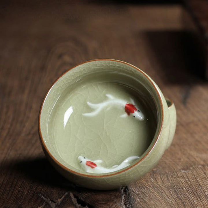 Buddha Stones Koi Fish colorato Tazza da tè in ceramica Kung Fu Tazza da tè Ciotola