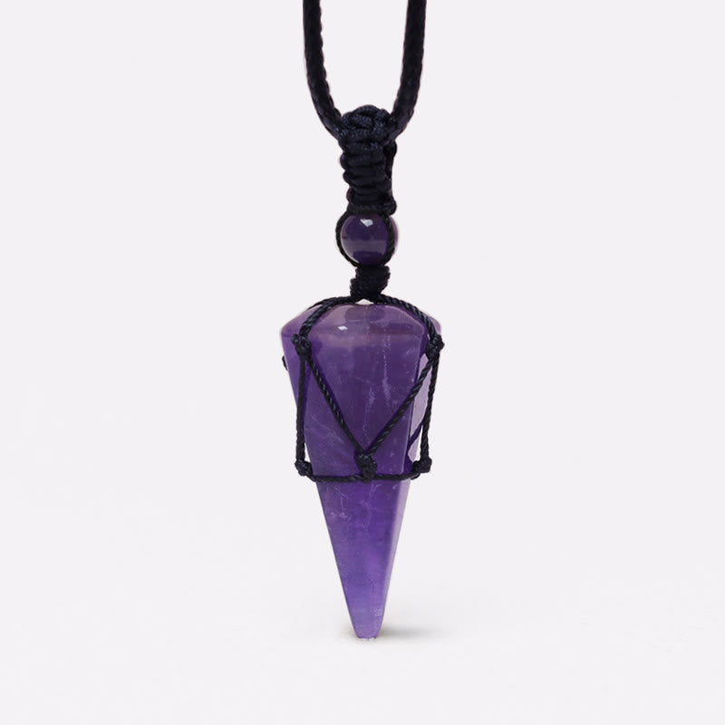 Collana con ciondolo a punta in pietra naturale Buddha Stones