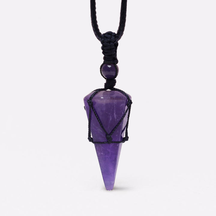Collana con ciondolo a punta in pietra naturale Buddha Stones