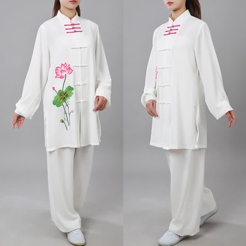 Buddha Stones Fiore di Loto Foglia Modello Tai Chi Meditazione Preghiera Spirituale Zen Pratica Abbigliamento Set da Donna - image 16