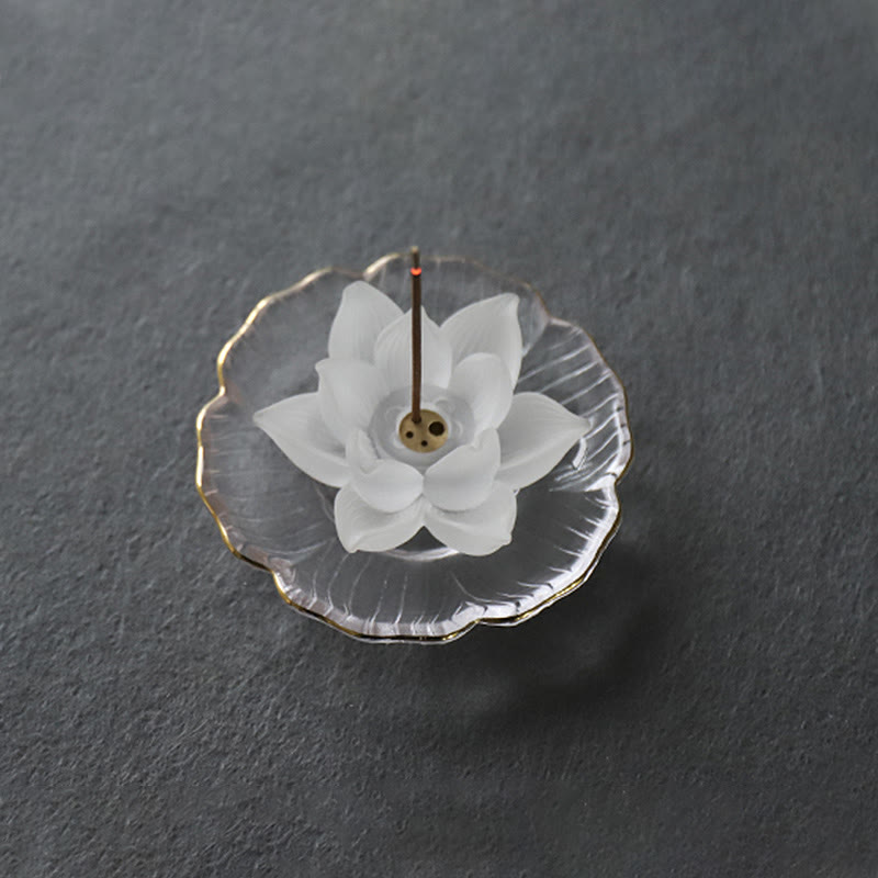 Buddha Stones Mini Lotus Liuli Cristallo Guarigione Meditazione Bastoncino Bruciatore di Incenso