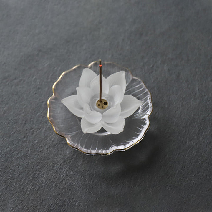 Buddha Stones Mini Lotus Liuli Cristallo Guarigione Meditazione Bastoncino Bruciatore di Incenso
