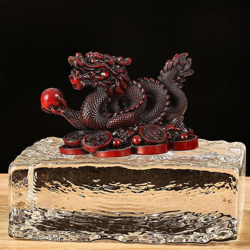 Buddha Stones Feng Shui Drago Moneta di rame Ricchezza Successo Fortuna Decorazione - Rosso scuro - 11 cm*6 cm*7 cm - image 10