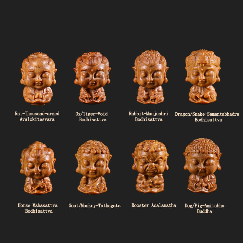 Zodiaco cinese Natale Buddha Sandalo verde Loto Inciso Decorazione positiva per la casa - image 3