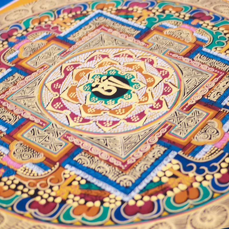 Dipinto Thangka tibetano fatto a mano, benedizione Thangka, scatola cieca, motivo a colori casuali
