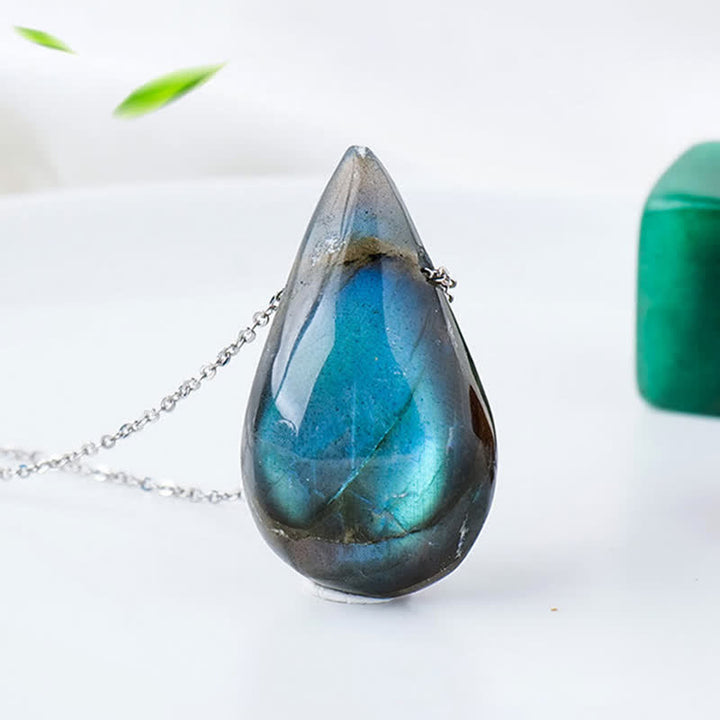 Collana con ciondolo di supporto e guarigione con goccia d'acqua in labradorite Buddha Stones - image 1