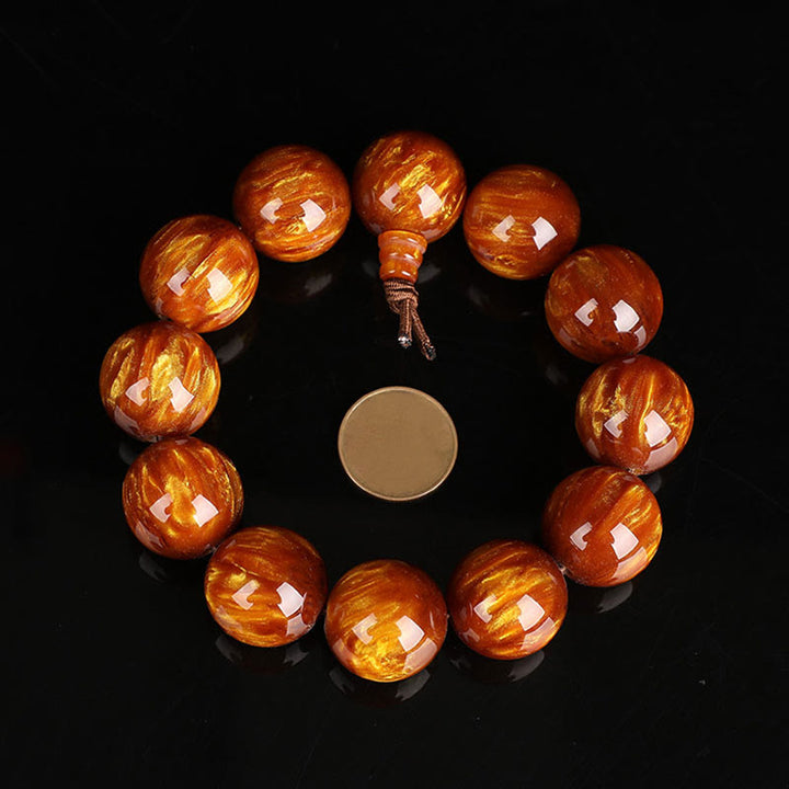 Buddha Stones Golden Sea Willow Braccialetto Mala Successo Positivo