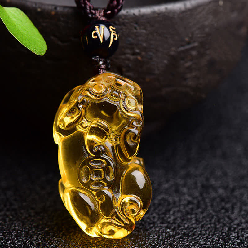 Collana con ciondolo Buddha Stones FengShui Citrine PiXiu Wealth - image 7