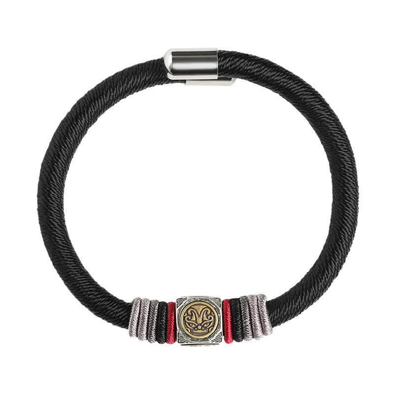 Bracciale Buddha Stones in argento sterling 925 con nodo perfetto e nodo King Kong, fede e forza