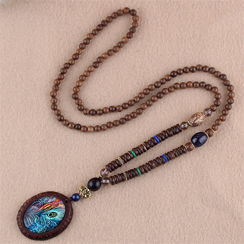Buddha Stones Tibetano Legno Wenge Bodhi Seme Agata Elefante Collana Pendente Protezione