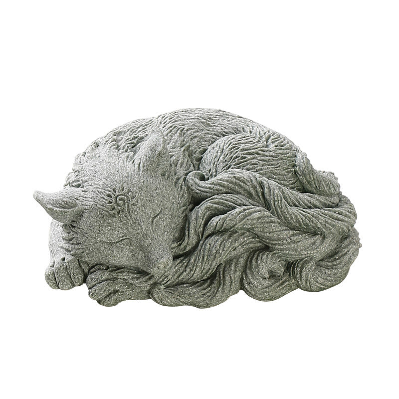 Buddha Stones Piccola volpe a nove code Protezione Casa Tè Animale domestico Figurina Decorazione