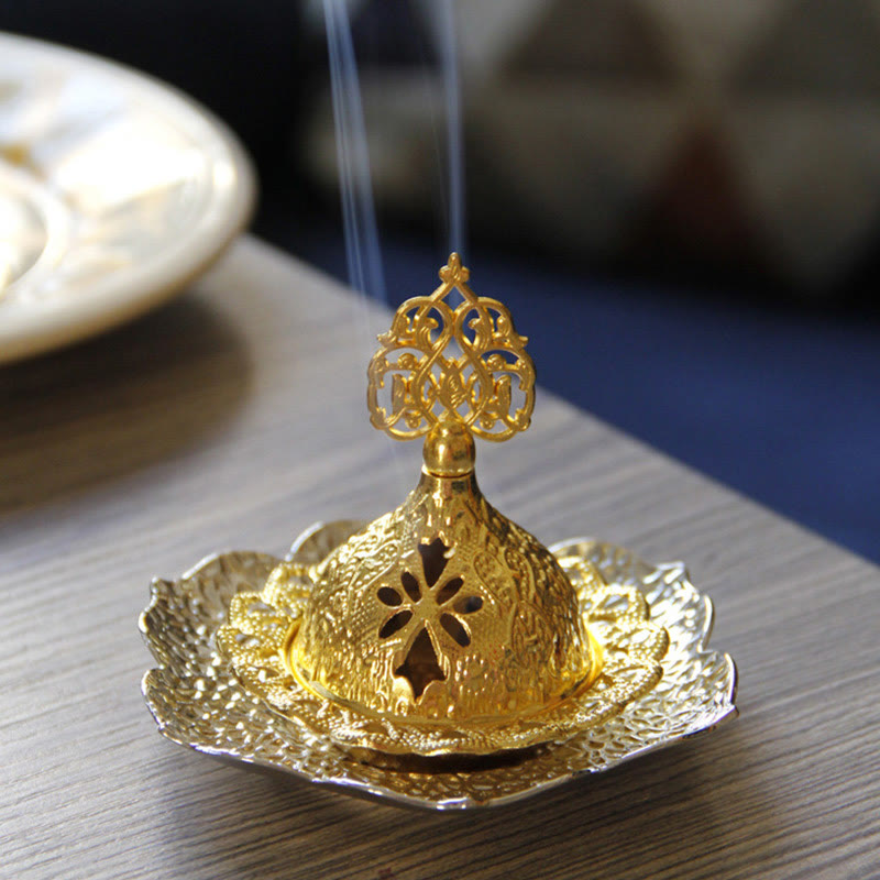 Sottobicchiere in foglia d'oro spirituale Mini lega di metallo bruciatore di incenso