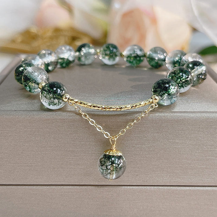 Braccialetto con ciondolo Buddha Stones Green Phantom Crystal Confidence