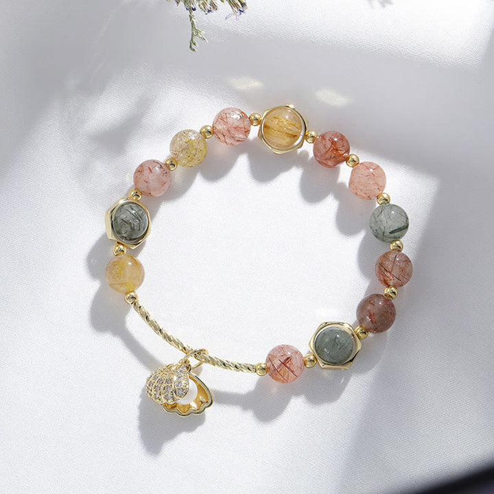 Braccialetto di perline di protezione in quarzo rutilato naturale colorato Buddha Stones