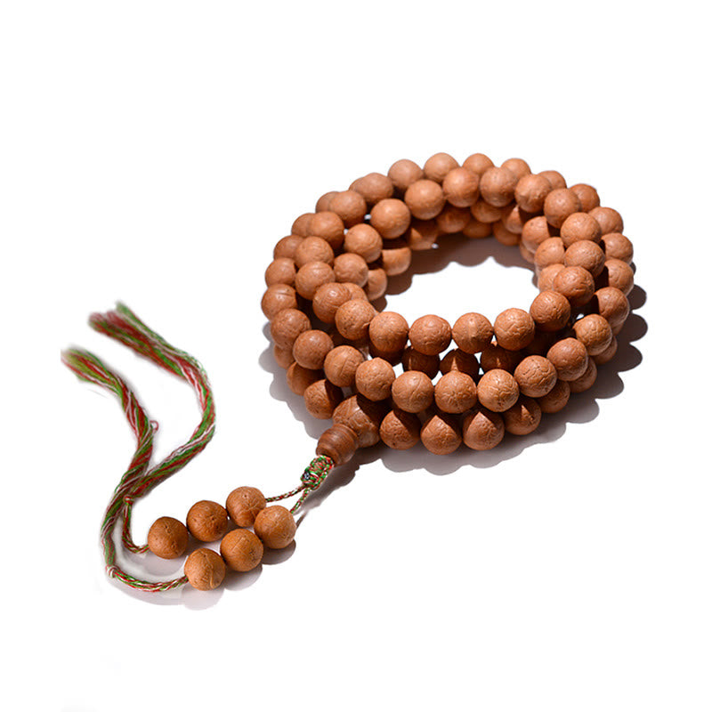 Buddha Stones 108 Mala Beads Nepal Bodhi Seed Fortuna Ricchezza Braccialetto con Nappa