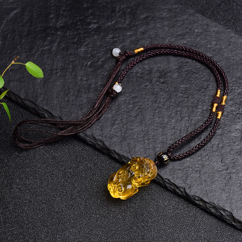 Collana con ciondolo Buddha Stones FengShui Citrine PiXiu Wealth - image 9