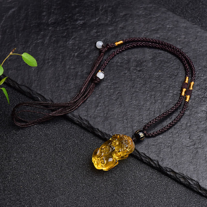 Collana con ciondolo Buddha Stones FengShui Citrine PiXiu Wealth - image 9