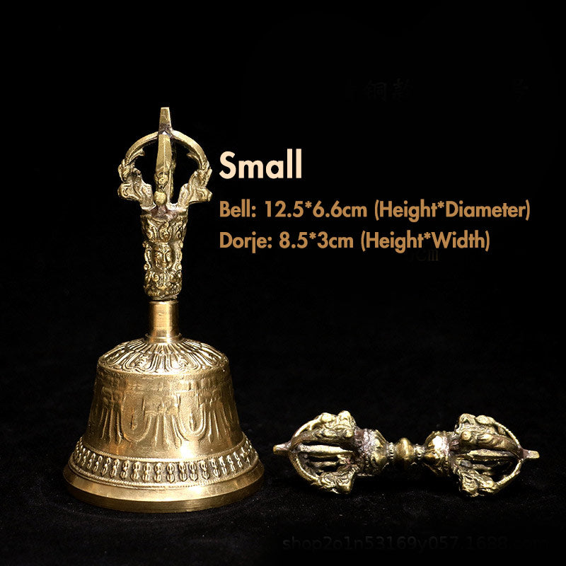 Set di campane per meditazione tibetane Buddha Stones e decorazioni in rame Vajra Dorje - Oro - Piccolo - image 13