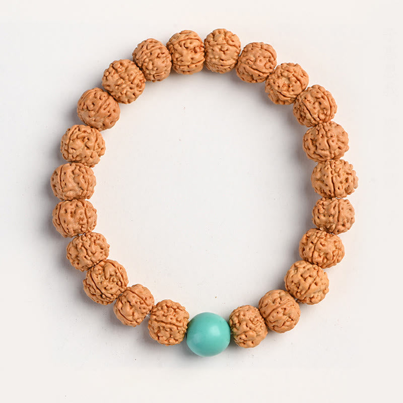 Buddha Stones Tibet Rudraksha Bodhi Seme Ricchezza Auspicio Bracciale - Turchese - image 8